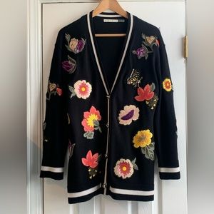 Alice + Olivia Bradford embroidered floral cardigan